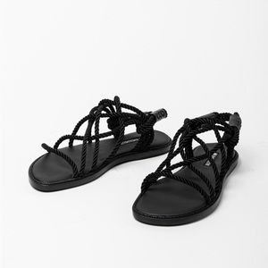 Ann Demeulemeester black braded cord summer sandals